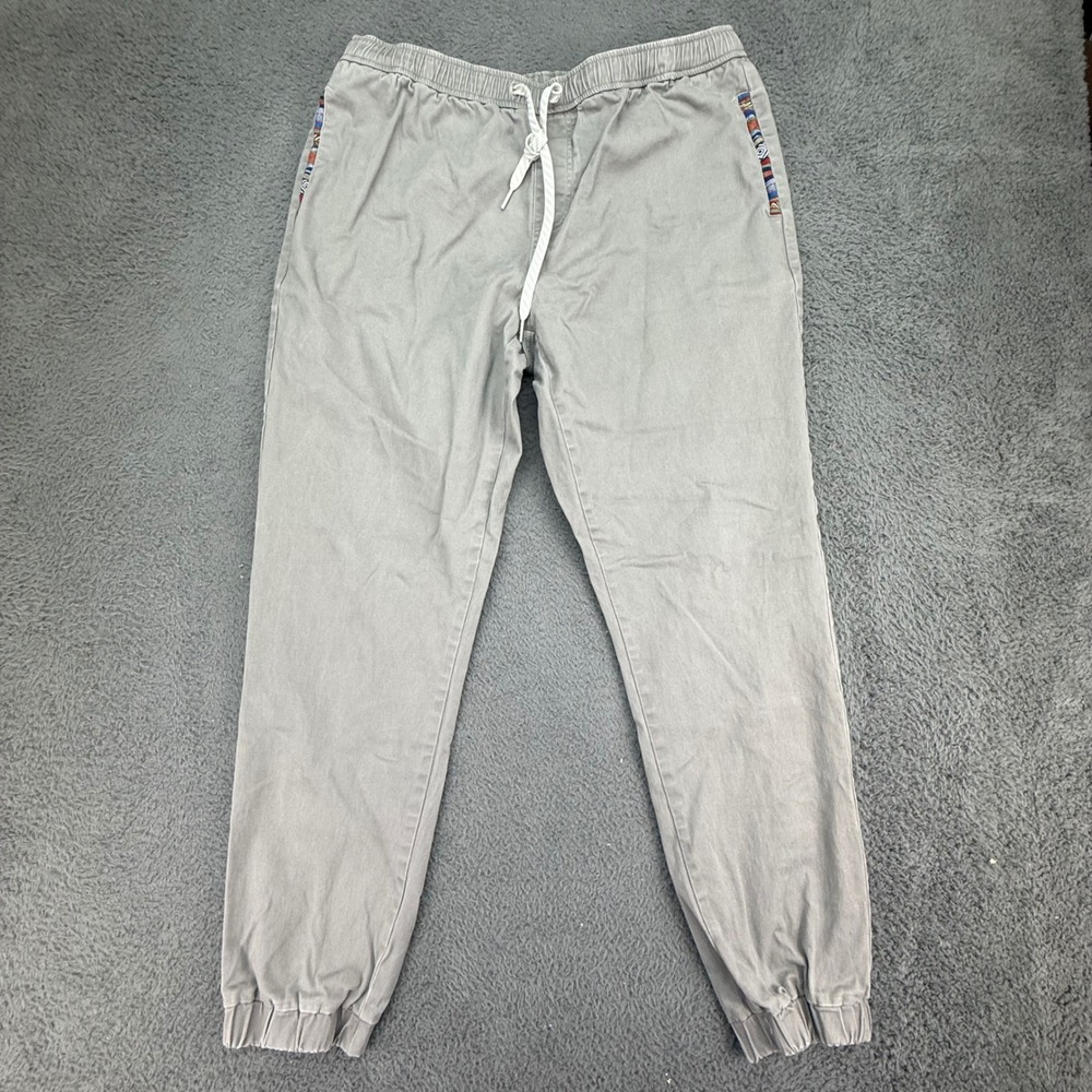 Wowie Joggers Mens XL Gray Southwestern Trim Elastic Waist Cotton Blend Pants